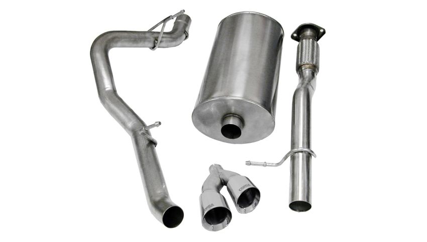 Corsa Performance 14914 3.0in. Cat-Back Single Side Exit with Twin 4.0in. Polished Pro-Series Tips