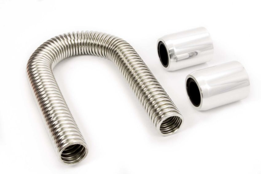 RACING POWER CO-PACKAGED RPCR7301 12in Stainless Hose Kit w/Polished  Ends