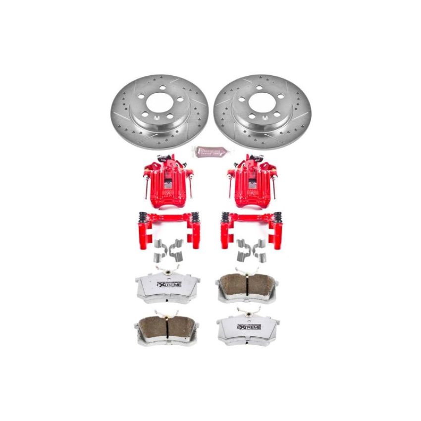 PowerStop KC3093-26 Z26 Street Performance Ceramic Brake Pad, Drilled Slotted Rotor, and Caliper Kit