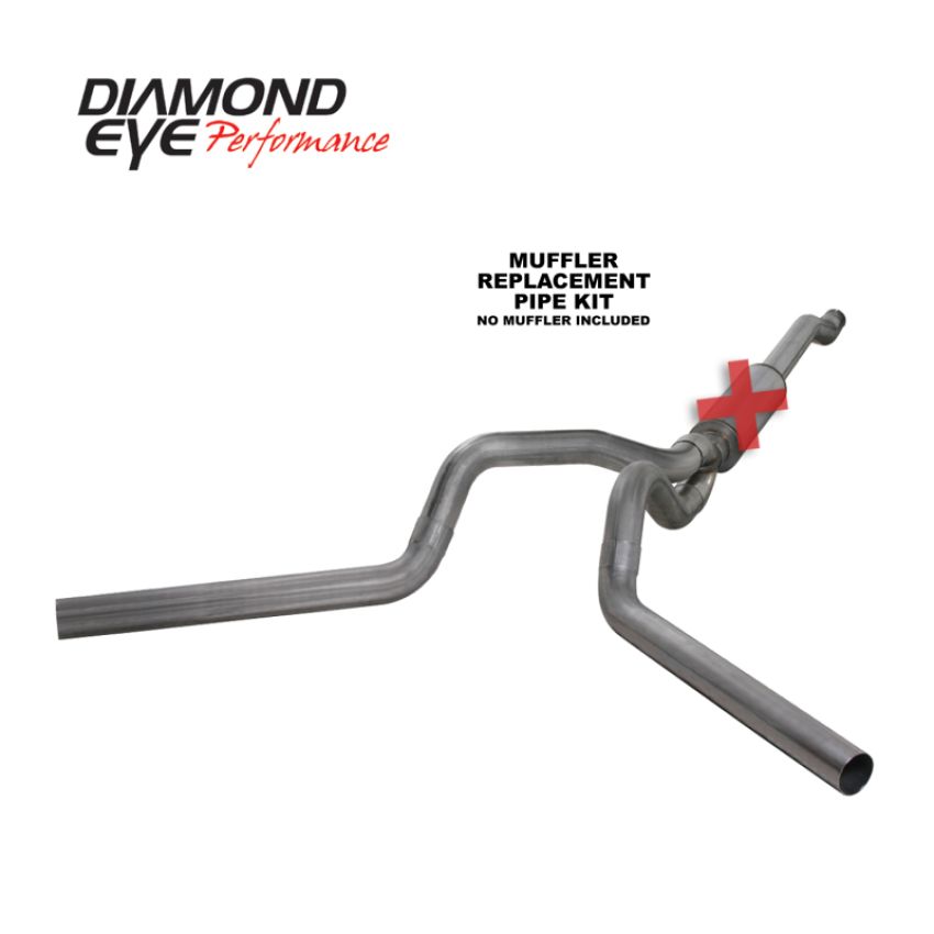 Diamond Eye Performance K4340S-RP Diamond Eye KIT 4in CB MFLR RPLCMENT PIPE DUAL SS: 03-07 FORD 6.0L F250/F350