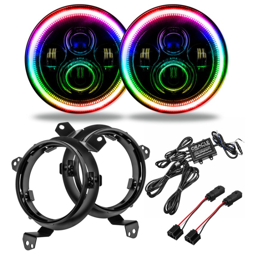 Oracle Lighting 5769J-332 Wrangler JL/Gladiator JT 7in. High Powered LED Headlights-Dynamic ColorSHIFT