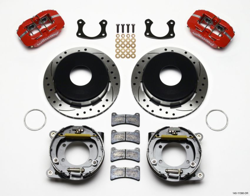 Wilwood 140-11390-DR Dynapro Low-Profile 11.00in P-Brake Kit Drill-Red New Big Ford 2.50in Offset