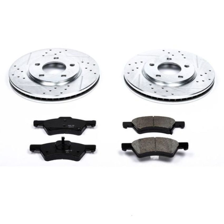 PowerStop K5247 Z23 Daily Driver Carbon-Fiber Ceramic Brake Pad and Drilled & Slotted Rotor Kit
