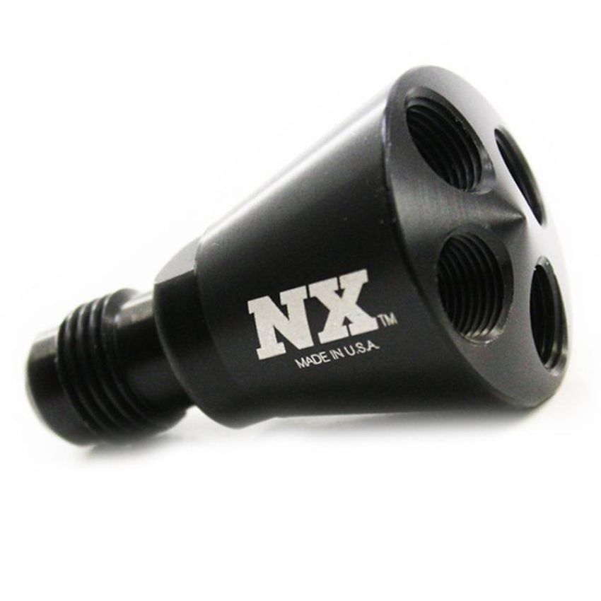 Nitrous Express 15019 4 PORT SHOWERHEAD DIST BLOCK WITH -6 MALE (BLACK)