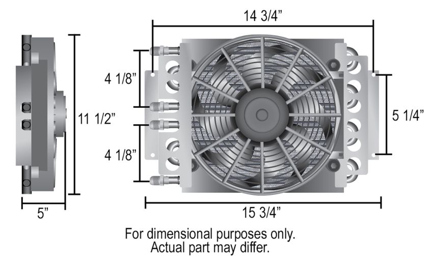 Derale 15200 8 & 8 Pass Dual Circuit Electra-Cool Remote Fluid Cooler, -8AN
