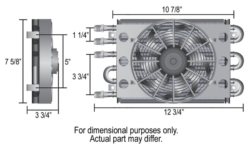 Derale 15230 4 & 2 Pass Dual Circuit Econo-Cool Remote Cooler, 1/2