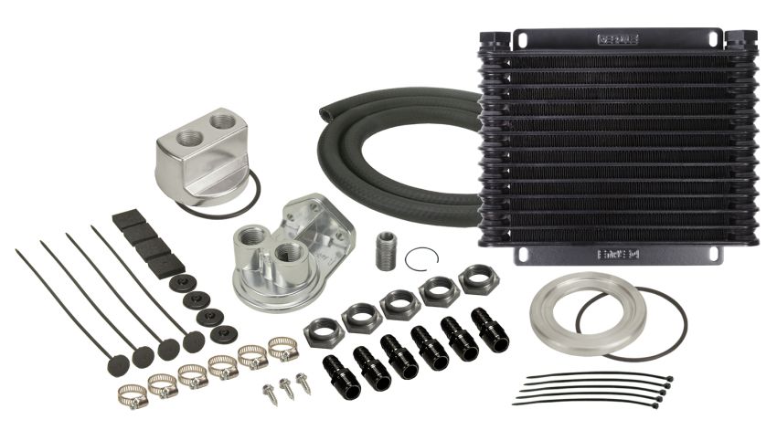 Derale 15451 13 Row Plate & Fin Engine Oil Cooler Kit with Spin On Adapter