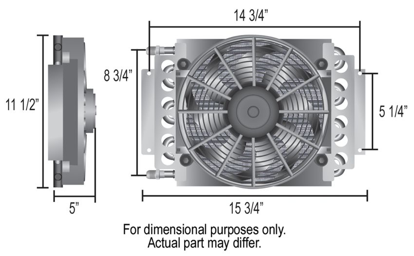 Derale 15500 16 Pass Electra-Cool Remote Engine Oil Cooler Kit, -8AN Inlets