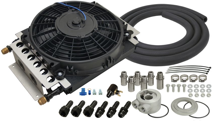 Derale 15500 16 Pass Electra-Cool Remote Engine Oil Cooler Kit, -8AN Inlets