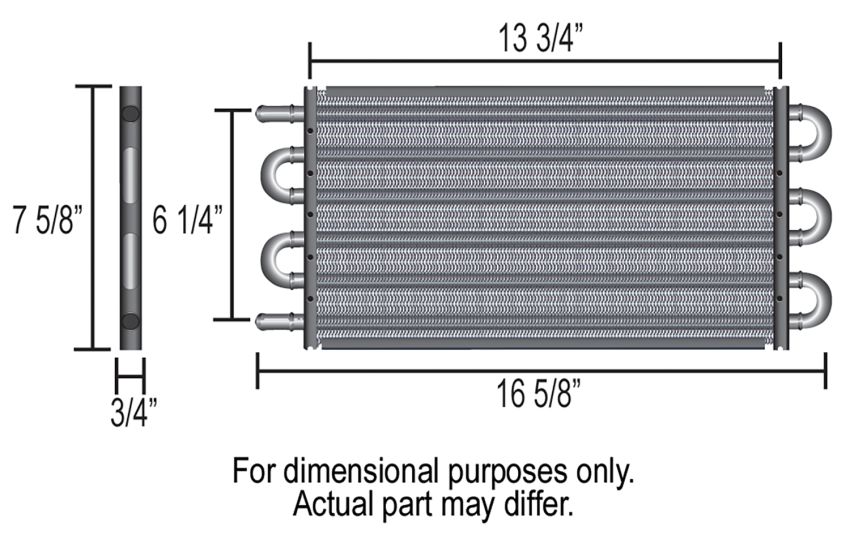 Derale 15505 6 Pass Series 7000 Alum/Copper Universal Engine Oil Cooler Kit Sandwich Adapter
