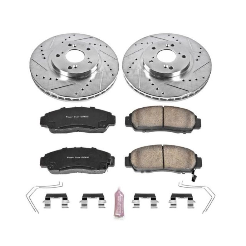 PowerStop K5392 Z23 Daily Driver Carbon-Fiber Ceramic Brake Pad and Drilled & Slotted Rotor Kit