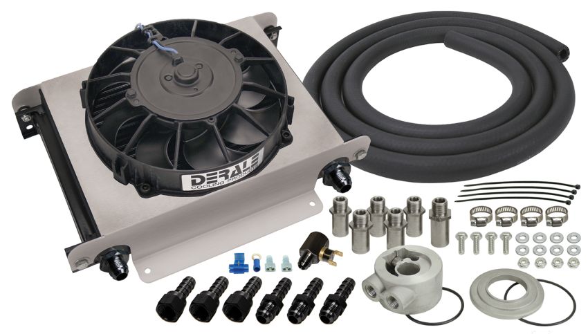 Derale 15660 25 Row Hyper-Cool Remote Engine Oil Cooler Kit, -8AN