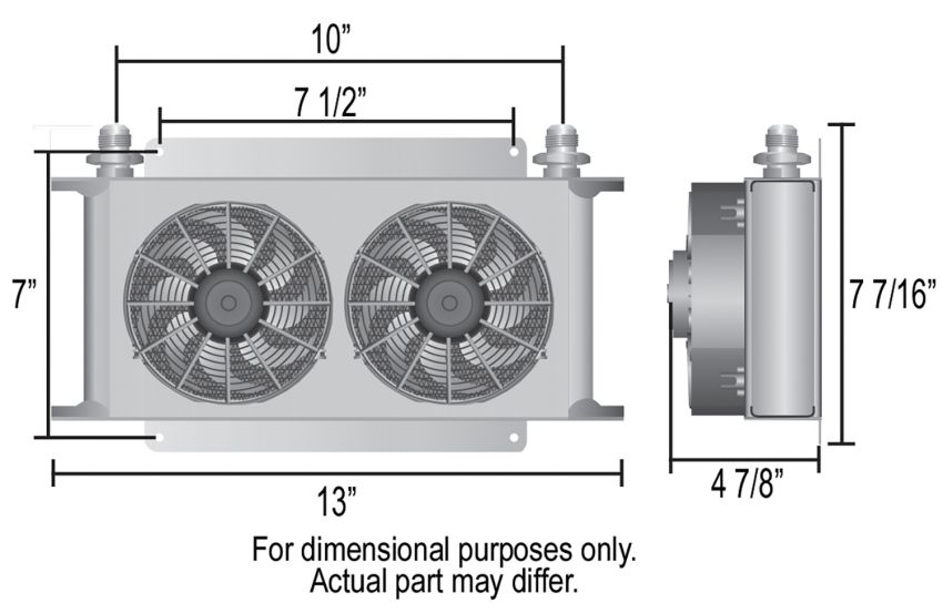 Derale 15840 19 Row Hyper-Cool Dual Cool Remote Fluid Cooler, -8AN