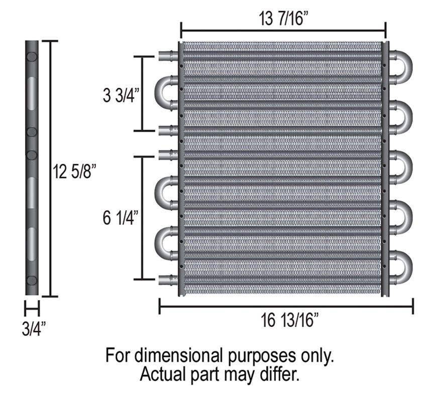 Derale 15902 4 & 6 Pass Dual Circuit Tube&Fin Cooler, 11/32