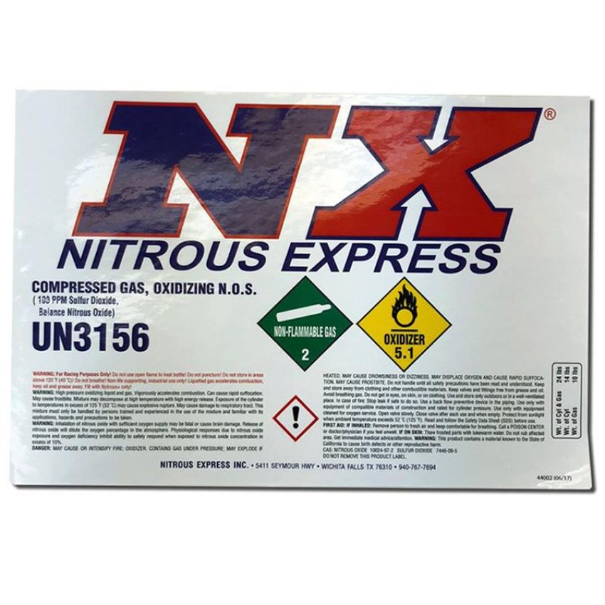 Nitrous Express 15994 BOTTLE DECAL FOR 10LB BOTTLE