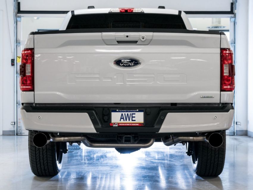 AWE Tuning 3015-33119 AWE 0FG 21+ Ford F150 Dual Split Rear Cat-Back Exhaust- 5in Diamond Black Tips