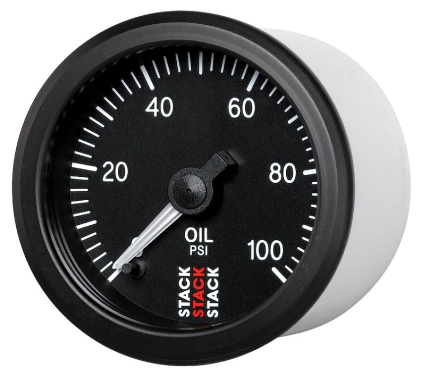 AutoMeter ST3302 Stack 52mm 0-100 PSI 1/8in NPTF Male Pro Stepper Motor Oil Pressure Gauge - Black