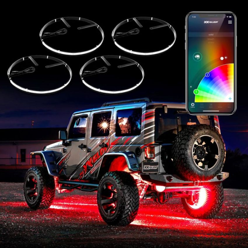 XKGLOW XK-WHEEL-KIT-DM XK Glow Wheel Ring Light Kit w/ Dual-Mode Dash Mount Controller 4PC 15In