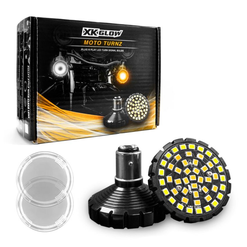 XKGLOW XK1157F-WA-C XK Glow Motorcycle Front LED Turn Signal Kit - Flat Style Clear Lenses