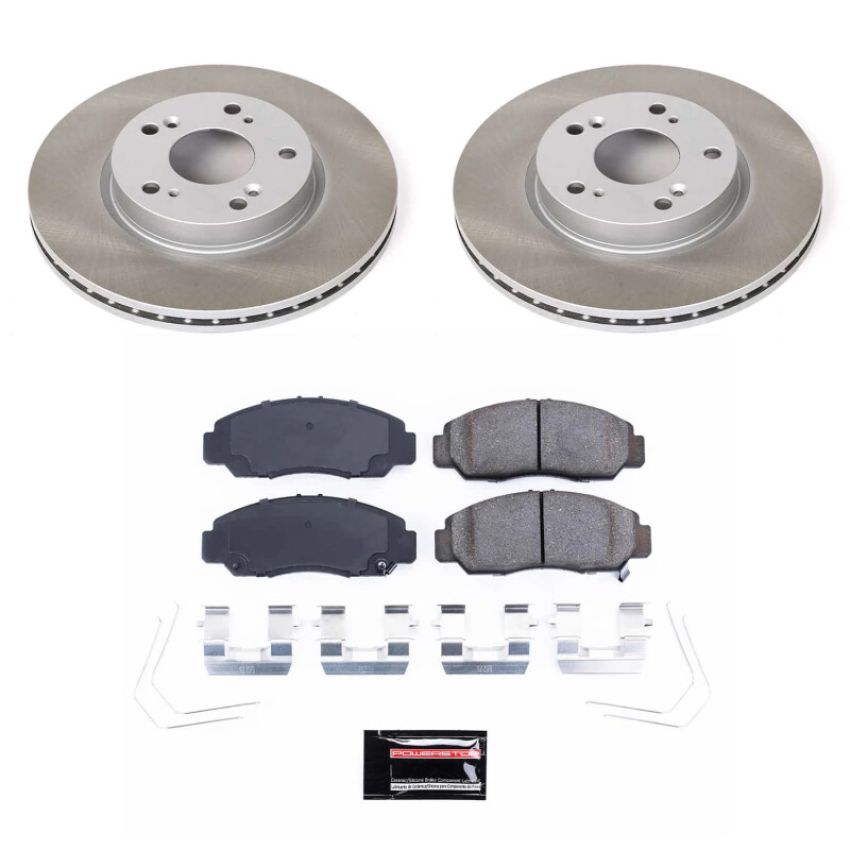 PowerStop SC6766 Semi-Coated Rotor and Low-Dust Ceramic Brake Pad Kit