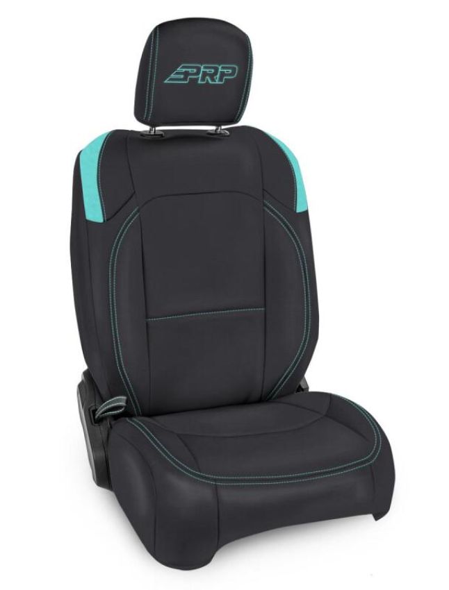 PRP Seats B038-09 PRP Jeep Wrangler JL Front Seat Covers - 2 door- with Molle Back (Pair) - Black/Teal