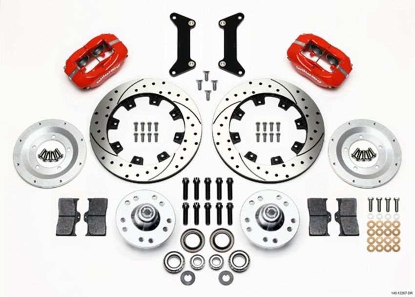 Wilwood 140-12297-DR Forged Dynalite Front Kit 12.19in Drilled Red 79-87 GM G Body