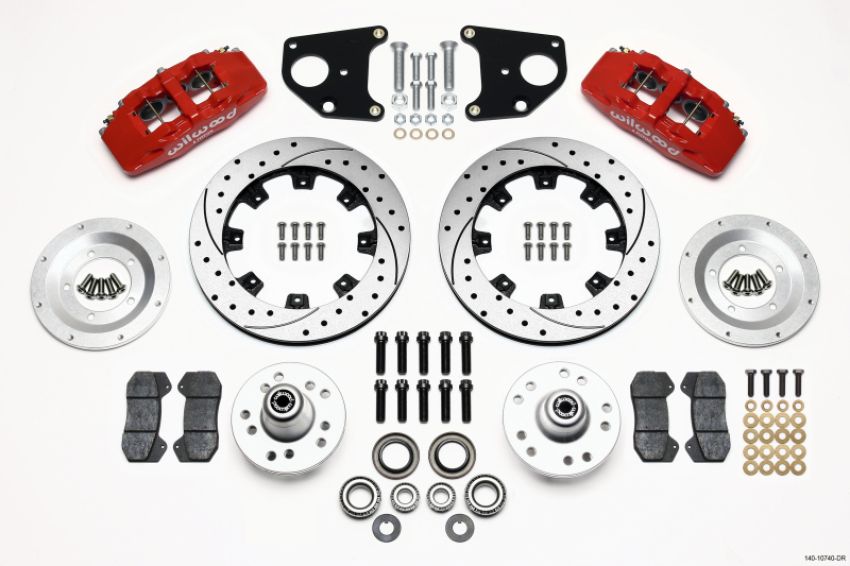Wilwood 140-10740-DR Dynapro 6 Front Hub Kit 12.19in Drilled Red 62-72 CDP B & E Body-Drum
