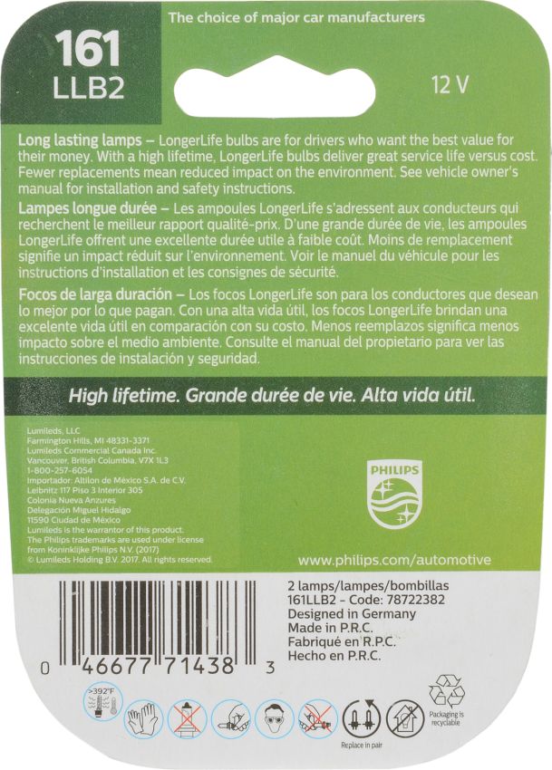 Philips 161LLB2 Philips LongerLife Miniature 161LL