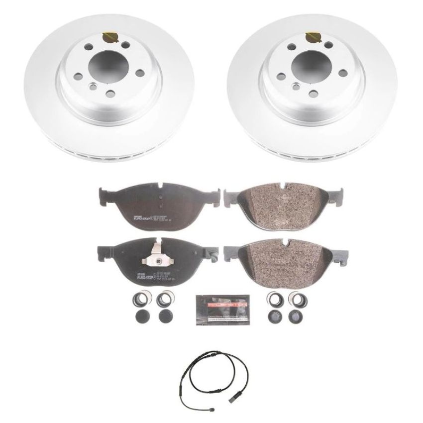 PowerStop ESK7162 Genuine Geomet Coated Rotors, ECE-R90 Brake Pads + Hardware Kit