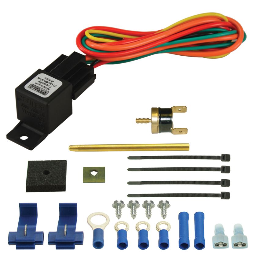 Derale 16738 Premium Single Stage 180°F Fan Controller with Push In Probe, 25 Amp