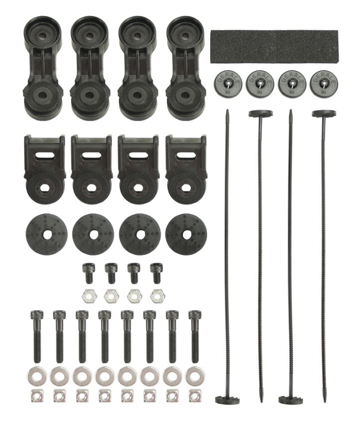 Derale 16746 Premium High Output RAD Fan Mnt. Kit w/ Ratcheting Brackets / Nylon Rods / Clips
