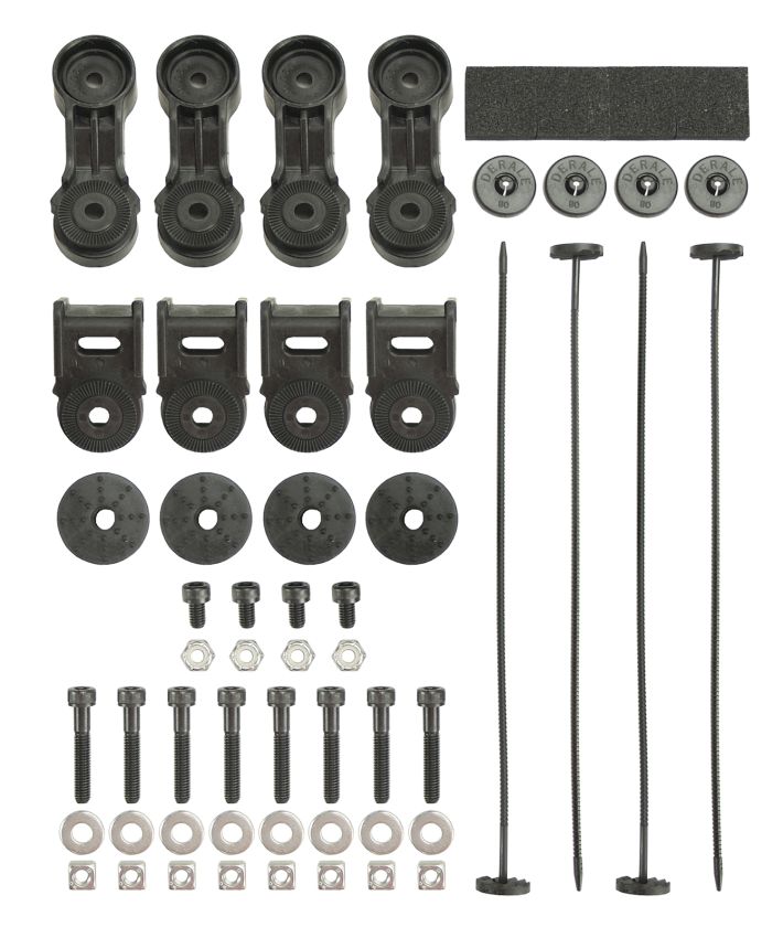 Derale 16746 Premium High Output RAD Fan Mnt. Kit w/ Ratcheting Brackets / Nylon Rods / Clips