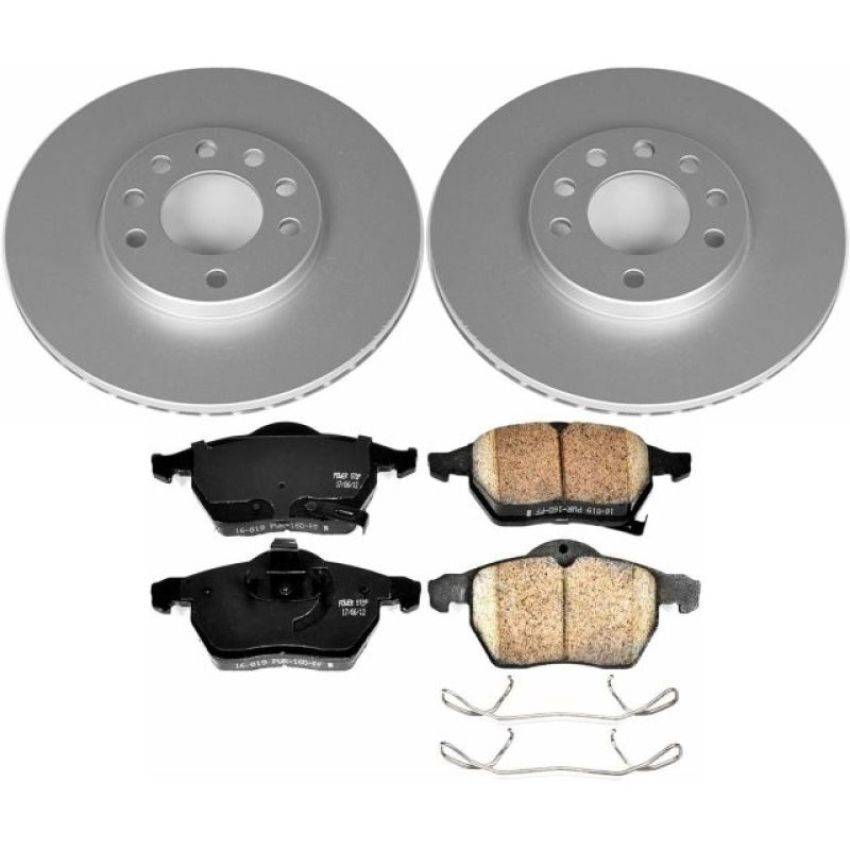 PowerStop CRK834 Genuine Geomet Coated Rotor and Carbon-Fiber Ceramic Brake Pad Kit