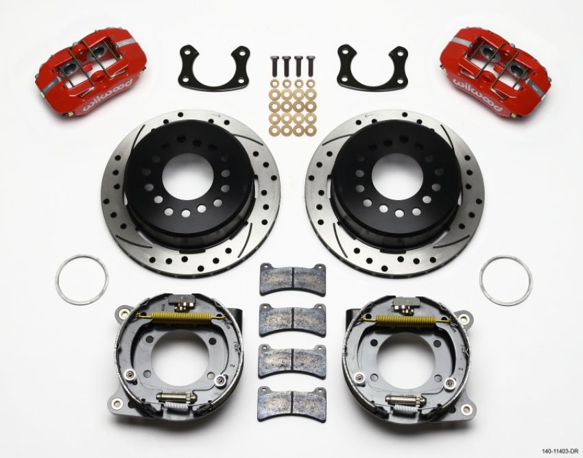 Wilwood 140-11403-DR Dynapro Low-Profile 11.00in P-Brake Kit Drill-Red Small Ford 2.50in Offset