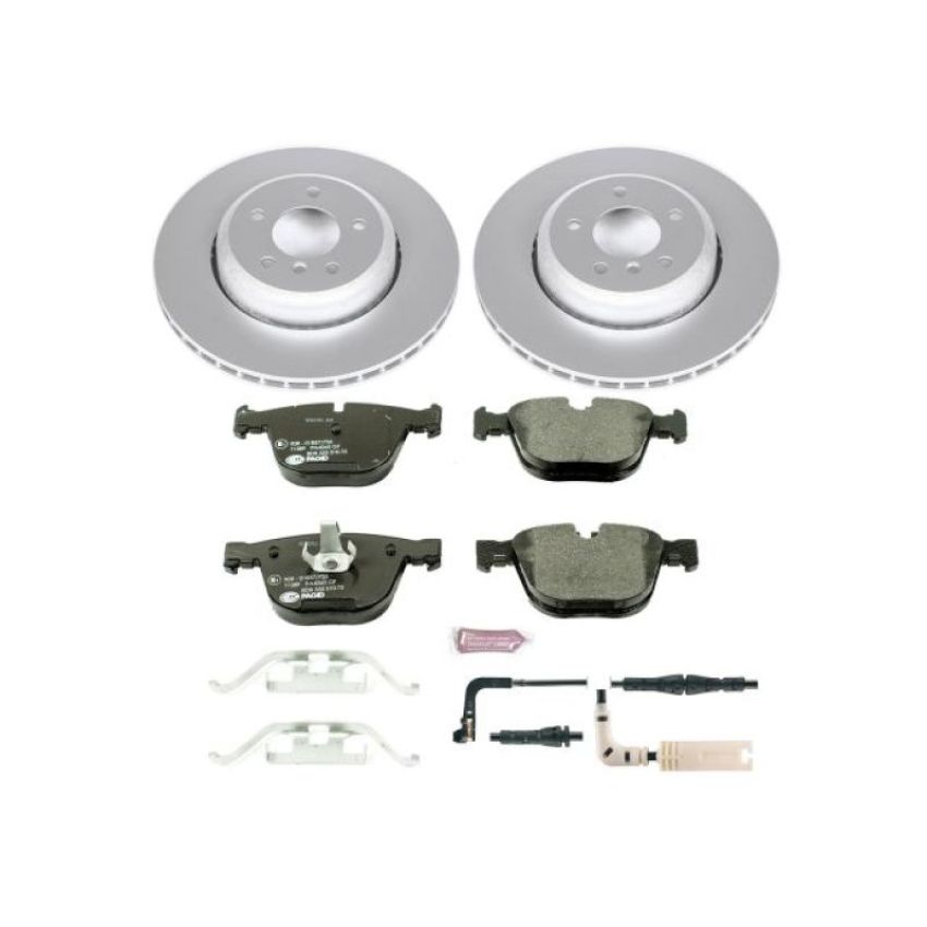 PowerStop ESK2940 Genuine Geomet Coated Rotors, ECE-R90 Brake Pads + Hardware Kit