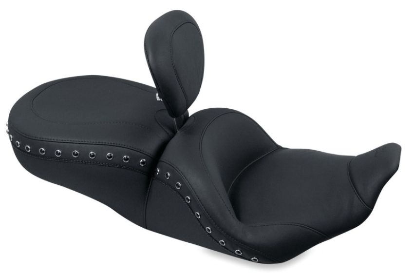 Mustang Motorcycle 79673 Mustang 97-07 Harley Rd King,06-07 Str Glide,00-05 Eagle Lowdown 1PC Seat w/DBR Black Pearls - Black