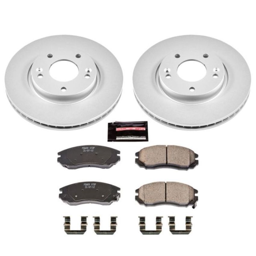 PowerStop CRK163 Genuine Geomet Coated Rotor and Low-Dust Ceramic Brake Pad Kit