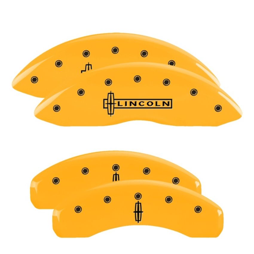 MGP 36015SLC1YL 4 Caliper Covers Engraved Front Lincoln Engraved Rear Star logo Yellow finish black ch