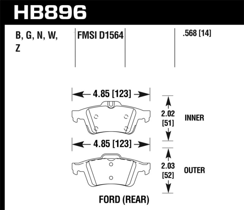 Hawk Performance HB896Z.568 Performance Ceramic Disc Brake Pad