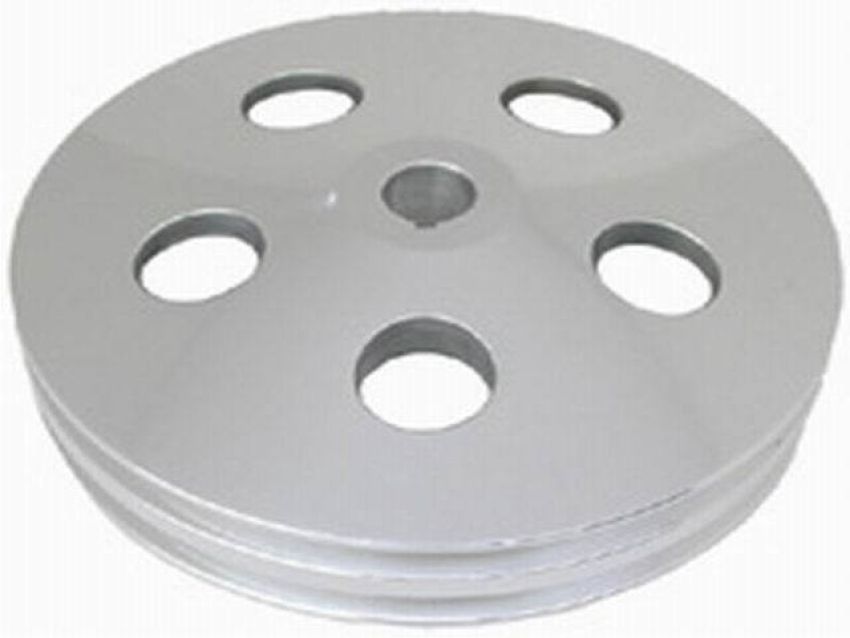RACING POWER CO-PACKAGED RPCR8847 Satin GM Power Steering 2V Pulley w/Keyway