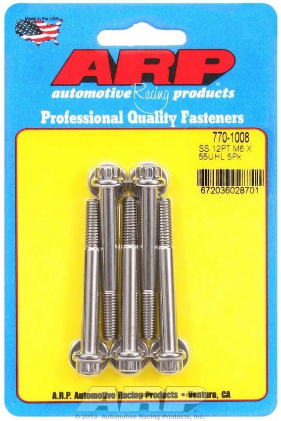 ARP ARP770-1008 S/S Bolt Kit - 12pt. (5) 6mm x 1.00 x 55mm