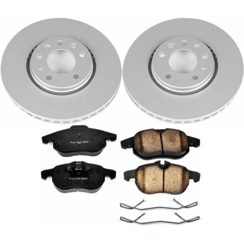 PowerStop CRK985 Genuine Geomet Coated Rotor and Carbon-Fiber Ceramic Brake Pad Kit
