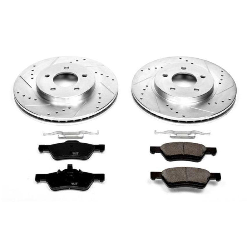 PowerStop K4580 Z23 Daily Driver Carbon-Fiber Ceramic Brake Pad and Drilled & Slotted Rotor Kit