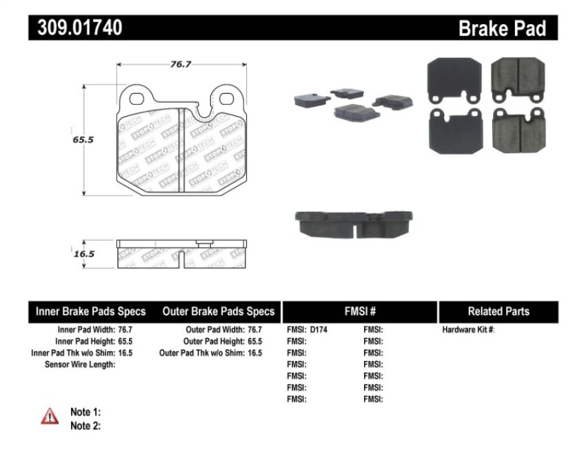 Stoptech 309.01740 Performance Brake Pads