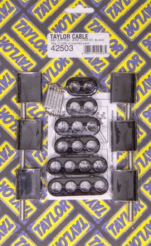 Taylor Cable 42503 10.4mm Vertical Wire Loom Kit  Black
