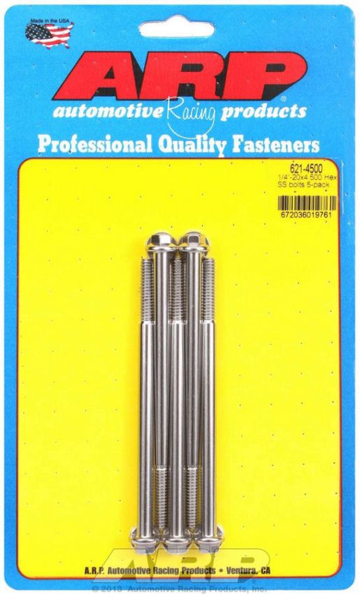ARP ARP621-4500 S/S Bolt Kit - 6pt. (5) 1/4-20 x 4.500