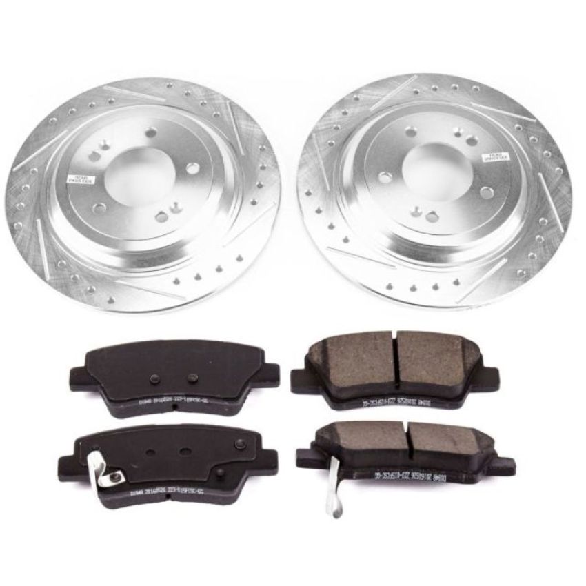 PowerStop K8016 Z23 Daily Driver Carbon-Fiber Ceramic Brake Pad and Drilled & Slotted Rotor Kit