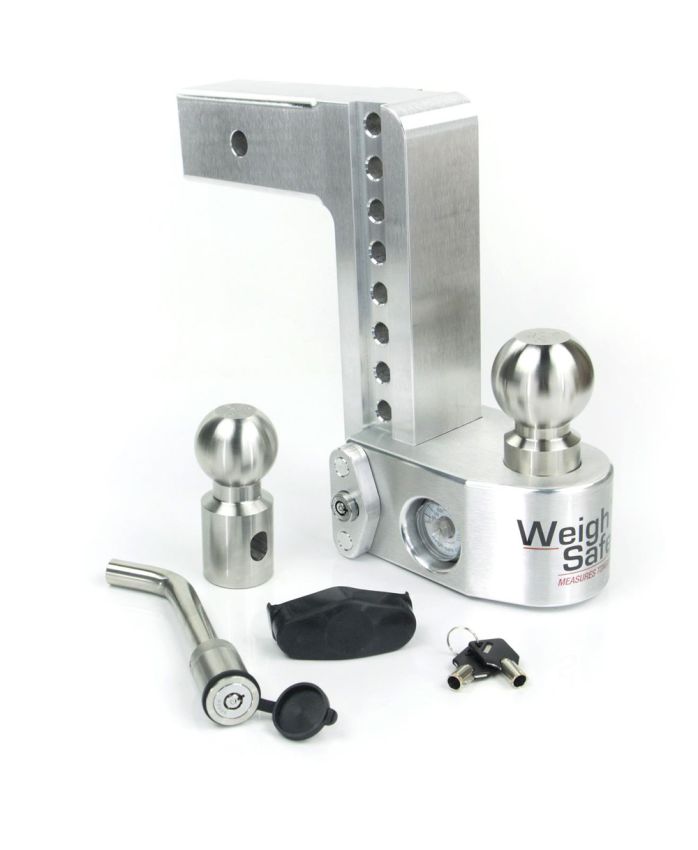 Weigh Safe 8in Drop Hitch w/Built-in Scale & 2.5in Shank (10K/18.5K GTWR) w/WS05 - Aluminum