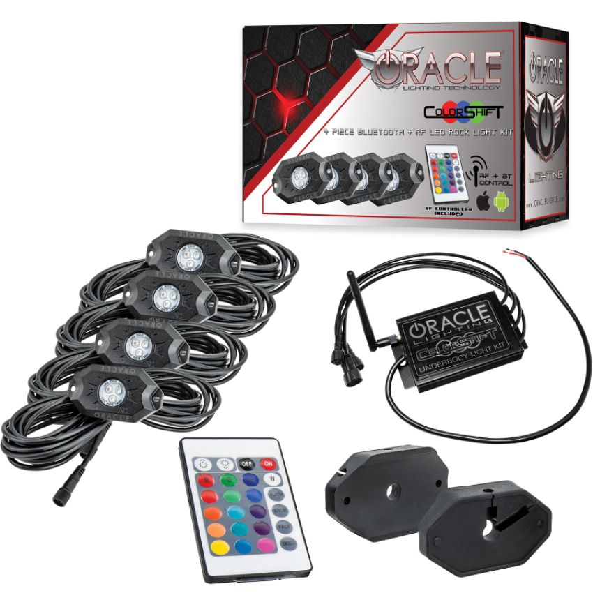 Oracle Lighting 5818-333 Bluetooth + RF ColorSHIFT Underbody Wheel Well Rock Light Kit - 4 PCS