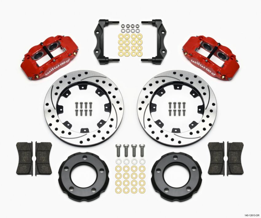 Wilwood 140-12613-DR Narrow Superlite 4R Front Kit 12.19in Drilled Red 82-86 Jeep CJ